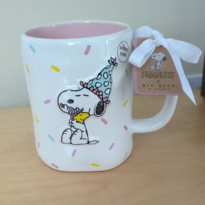 Rae Dunn Peanuts Snoopy Happy Birthday Mug Brand New